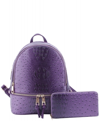 Ostrich Croc 2-in-1 Backpack OS1062W PURPLE